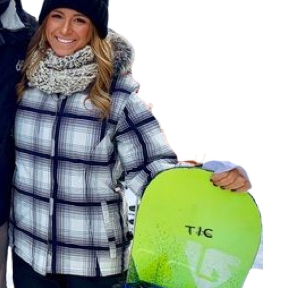 ROXY Warm Fit Black & White Plaid Snowboard Jacket